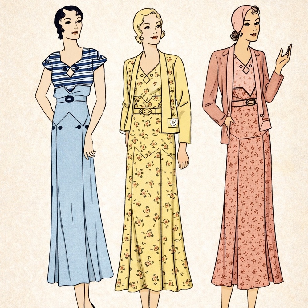 1930s Simplicity 1073 Dress Jacket Pattern Bust Measurement of Pattern is 42"